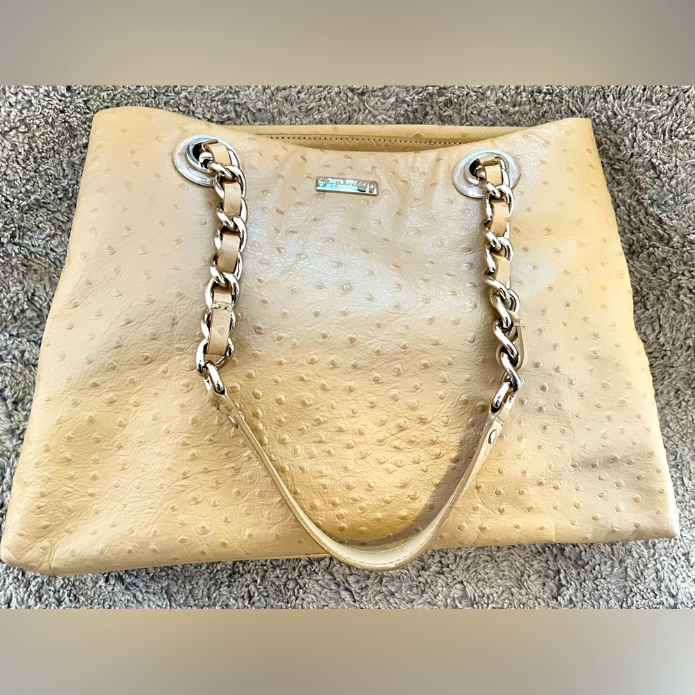 Kate Spade Ostrich Embossed Leather Tote Shoulder Bag